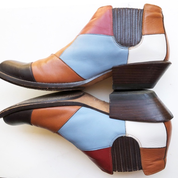 Coach leather patchwork multicolor boots - Picture 3 of 7